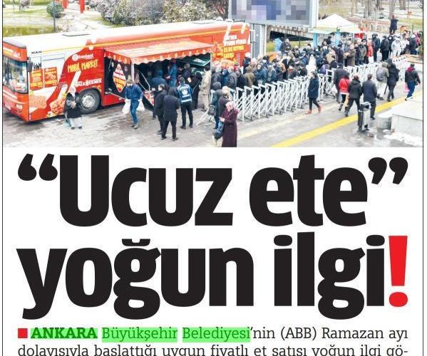 “Başkent Marketler ve Mobil Marketlerde ilk 5 gün uygun fiyatlı 28.9 ton kırmızı et satışı gerçekleşti”